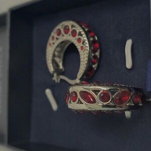 Genuine Natural Garnet Earrings in stainless steel